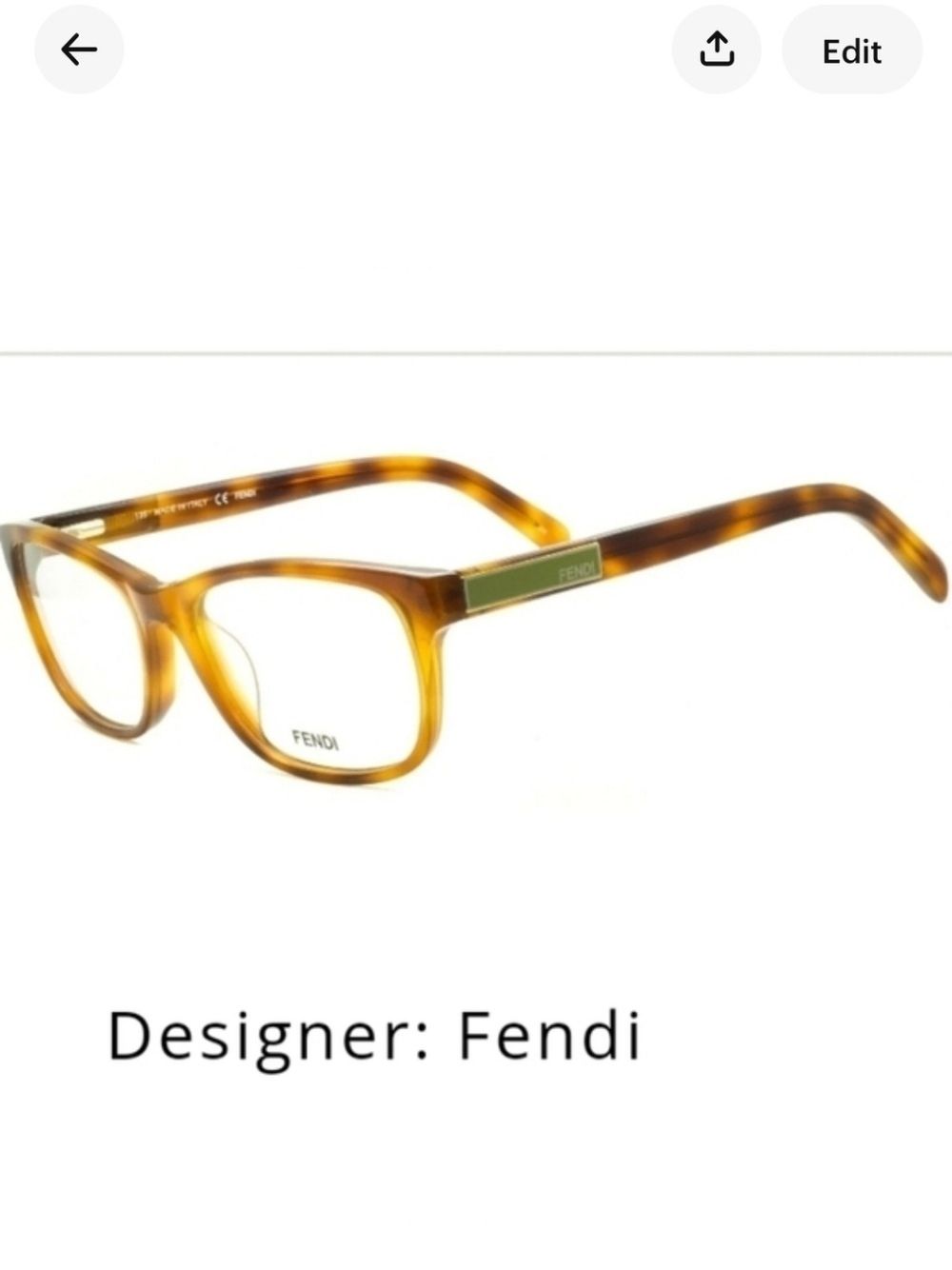 Fendi Italy Women's Brown Tortoise Perscription Frames Like New